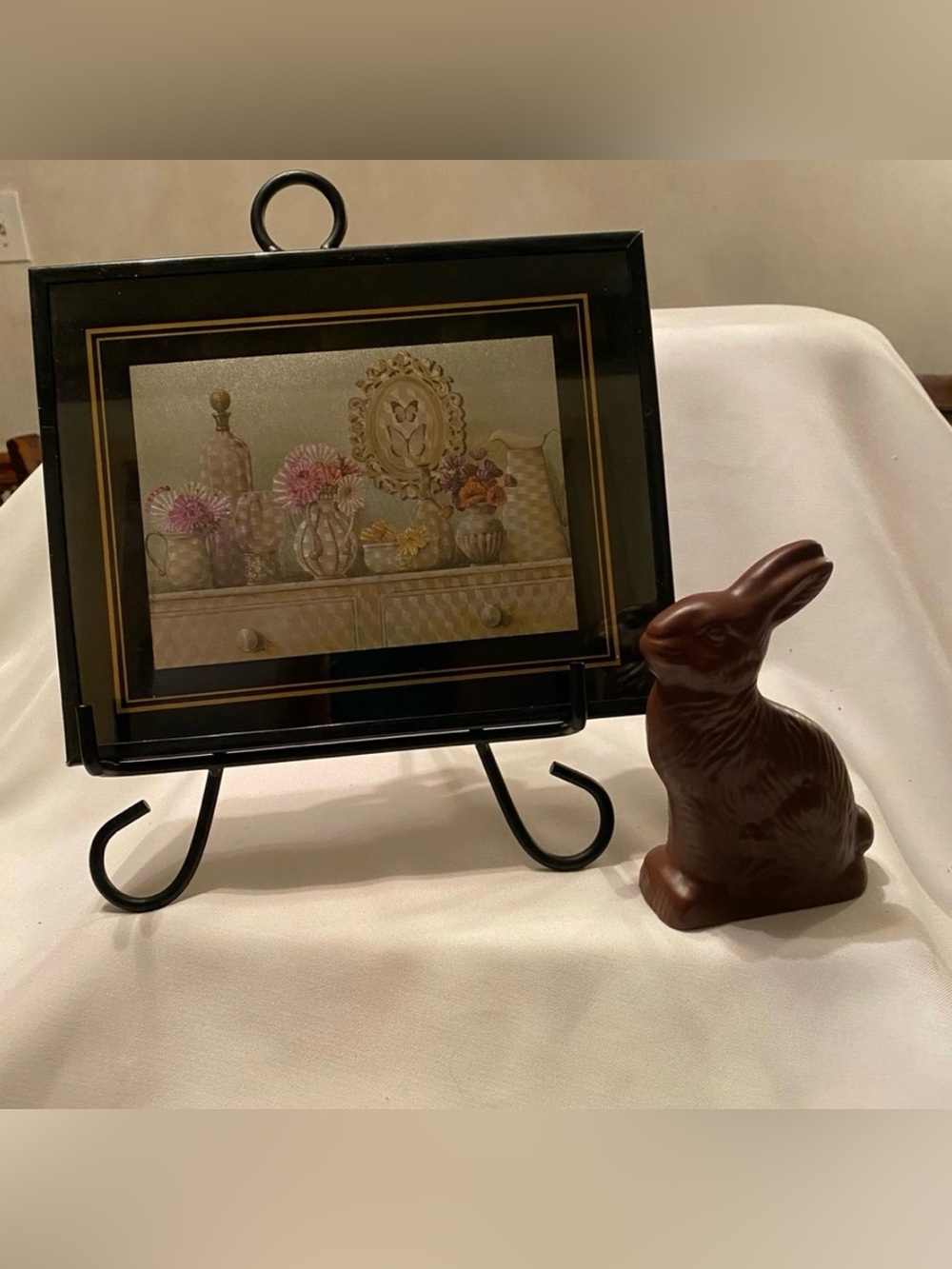 Spring Lot Special Moments Prismatic Floral Picture and Ceramic Chocolate Bunny!